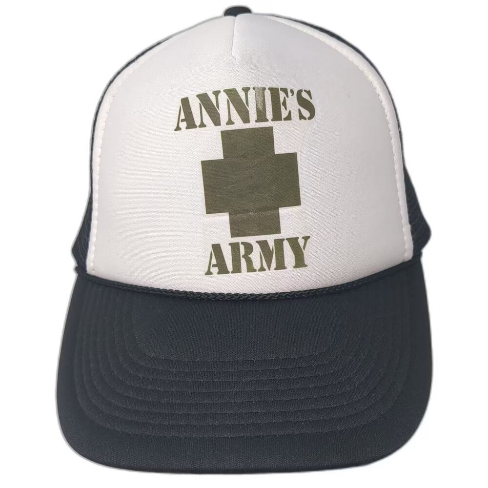 Nissin Cap Trucker Hat Black White OS Snapback Foam Front Annies Army Cross
